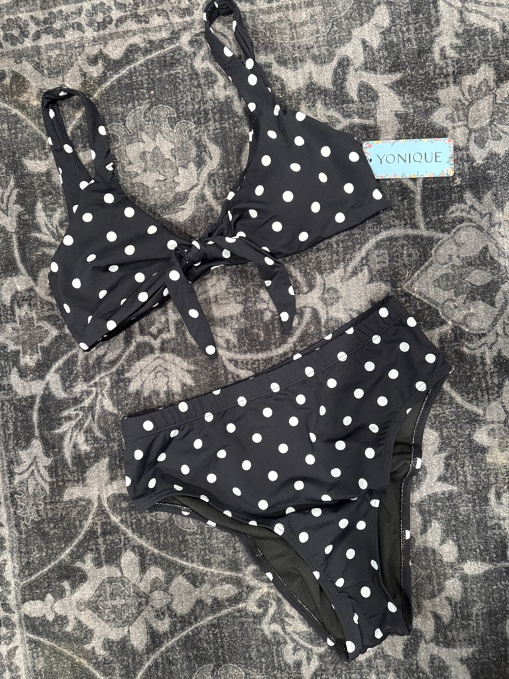 Younique Black and White Polka Dot Bikini Set